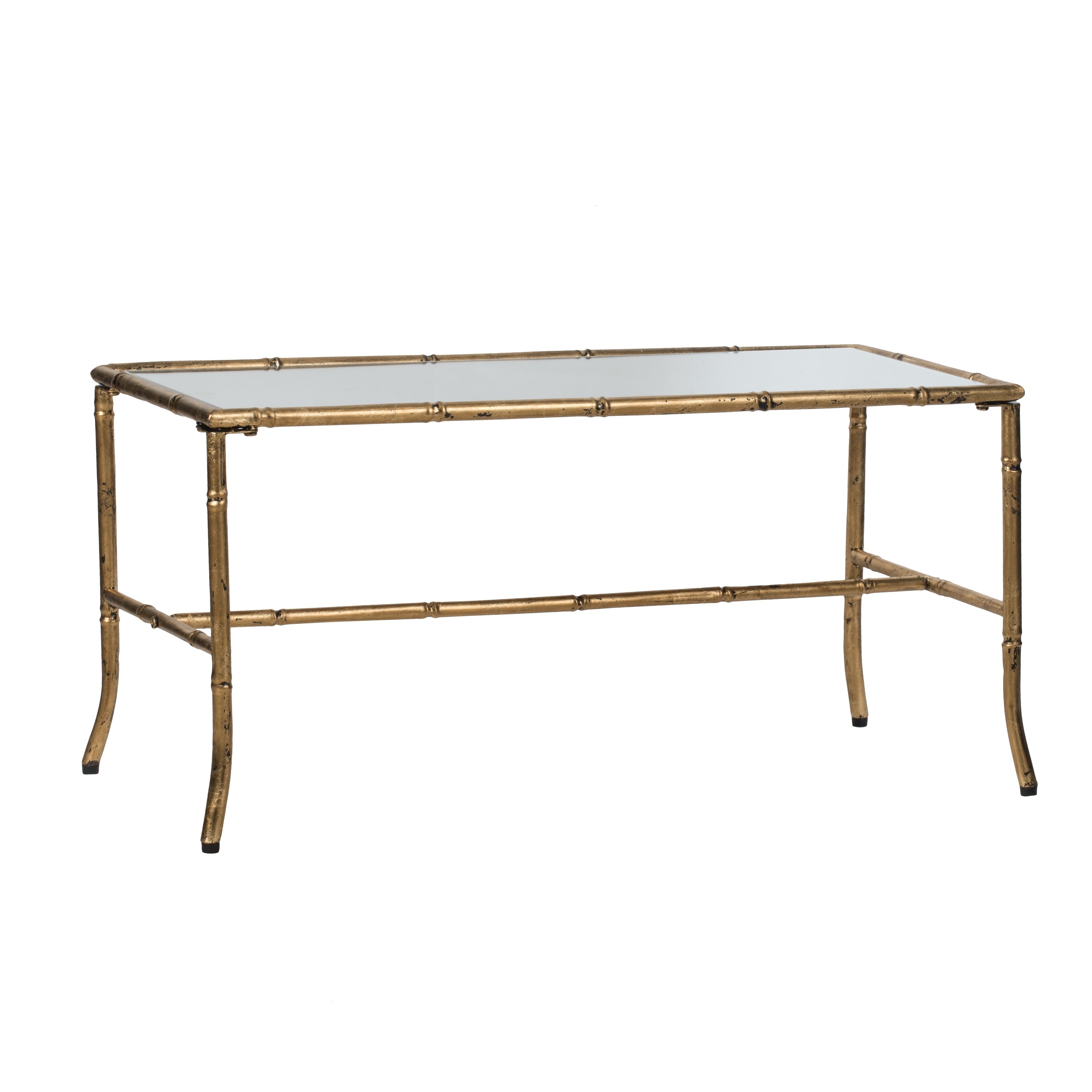 Antique Gold Clear Glass Top Rectangular Coffee Table by Anthony Venetucci