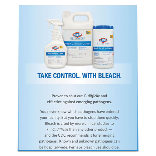 Clorox Bleach Germicidal Wipes | 12 x 12， Unscented， 110