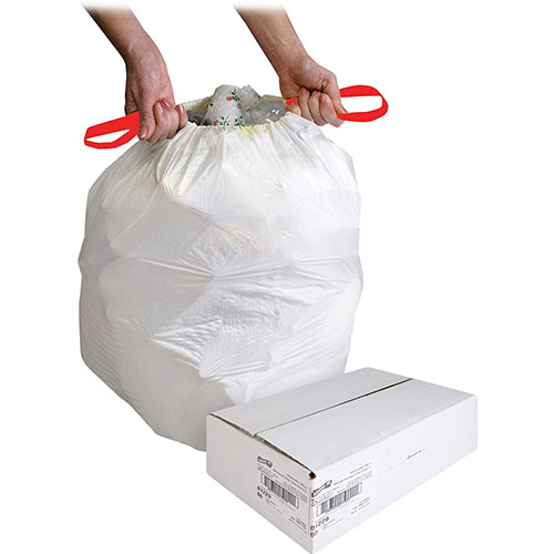 Genuine Joe White Drawstring Trash Bags | 13 Gallon， 0.9 Mil， 24