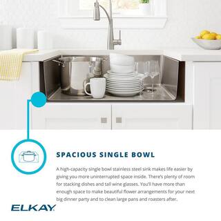 Elkay Crosstown Undermount Stainless Steel 33 in. Single Bowl Kitchen Sink with Bottom Grid and Drain EFRU311610TC