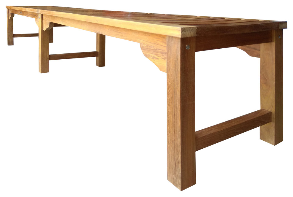 Teak Wood Santa Monica Backless Bench  8  x27  Transitional   Outdoor Benches   by Chic Teak  Houzz