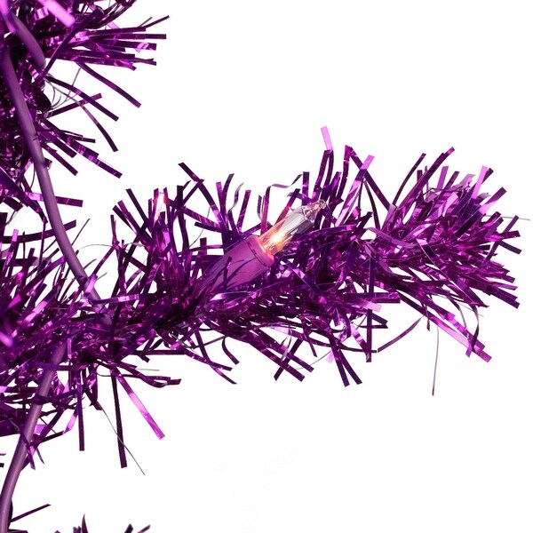 4' PreLit Purple Tinsel Artificial Christmas Tree