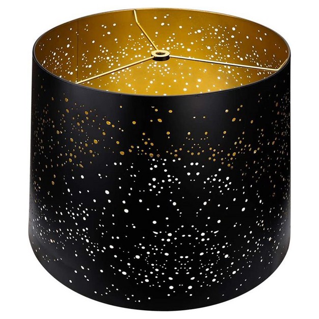 Alucset 12 X 14 X 10 Inch Starry Sky Etched Metal Drum Lamp Shade Black amp Gold