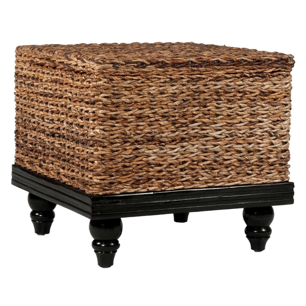 East at Main Handwoven Natural Abaca Accent Table with Storage   End Table