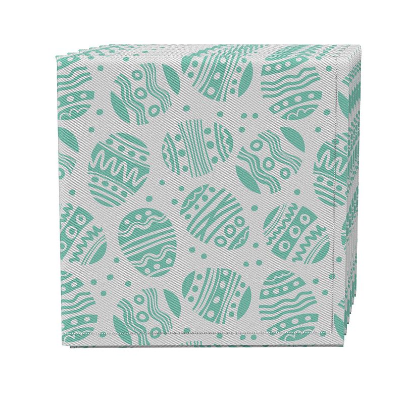 Napkin Set of 4， 100% Cotton， 20x20， Green Patterned Eggs