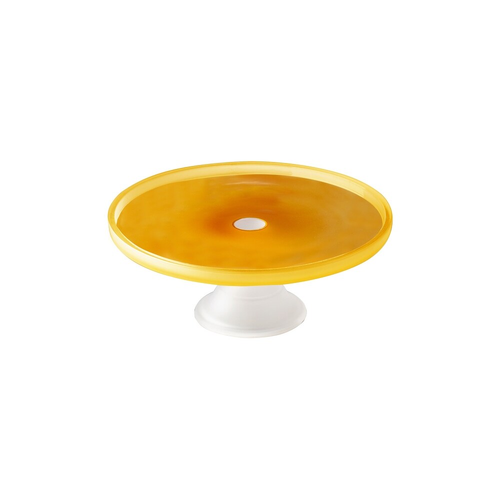 Elle Decor Glass Cake Plate Stand Frosted Glass Pedestal