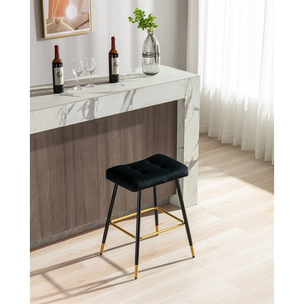 Vintage Counter Height Upholstered BarStools with Polyester Fabric Upholstery and Metal Frame