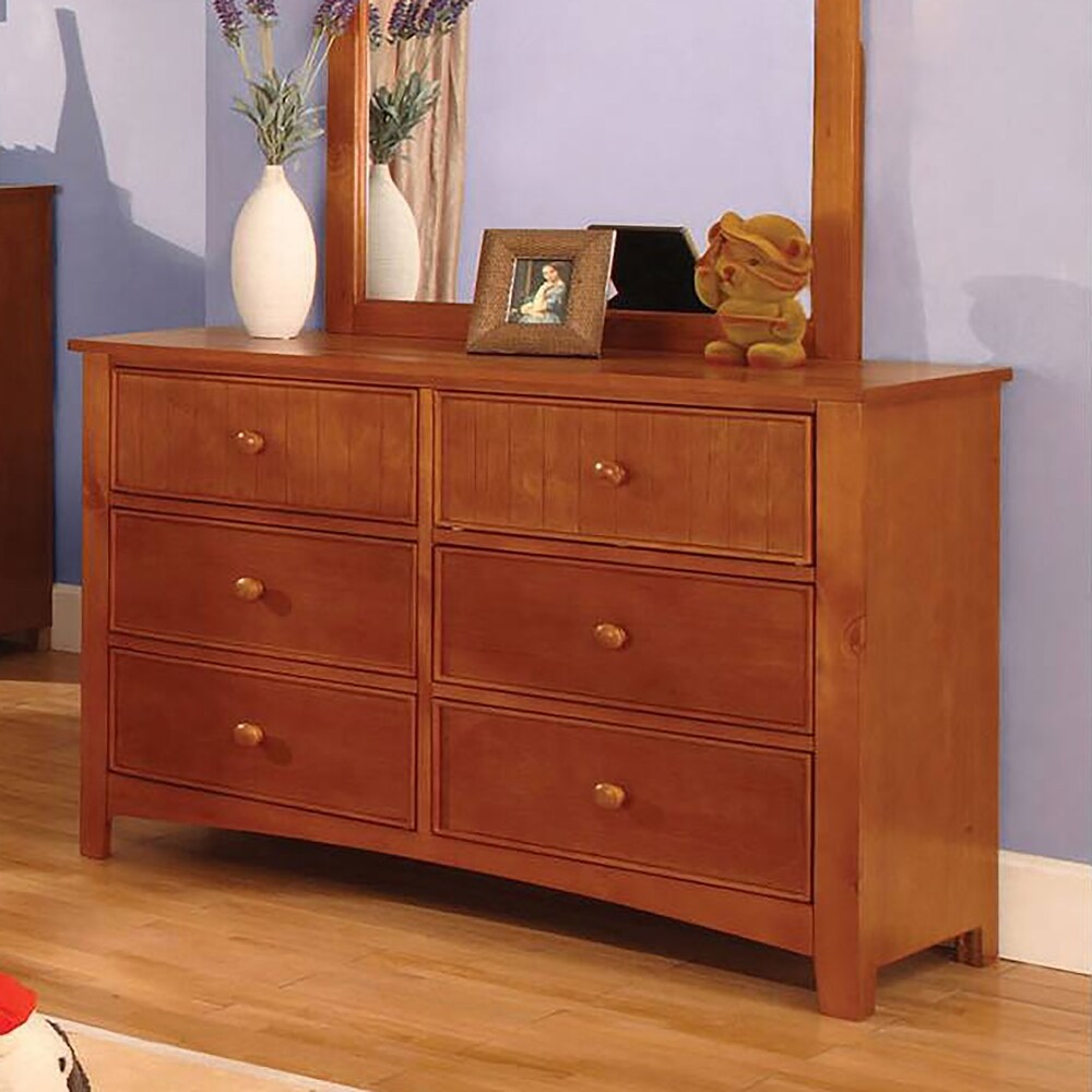 Deer Transitional 48 inch Wide Solid Wood 6 Drawer Dresser by Furniture of America