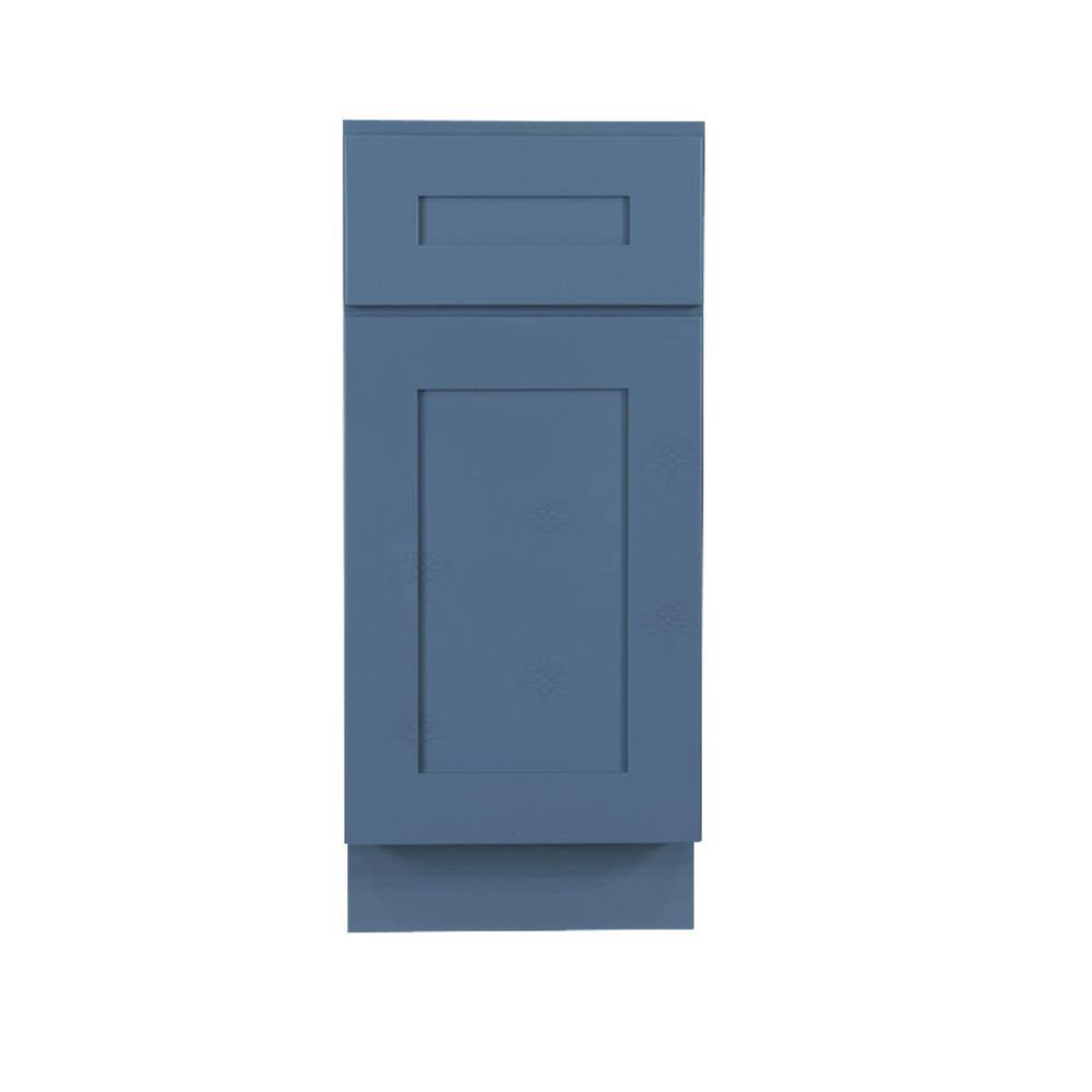 LIFEART CABINETRY Lancaster Blue Plywood Shaker Stock Assembled Base Kitchen Cabinet 15 in. W x 34.5 in. D H x 24 in. D ALB-B15