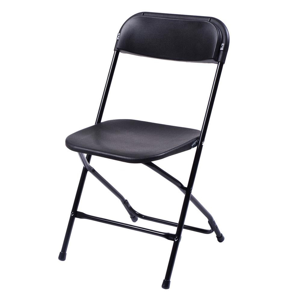 SalonMore Set of 5 Folding Chairs Heavy Duty Steel Frame Plastic Commercial Wedding Party Black