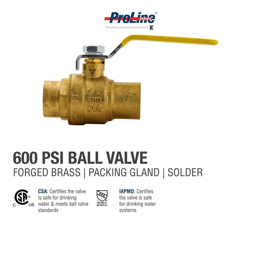 ProLine Series 34 in. x 34 in. Brass Sweat x Sweat Full Port Ball Valve 107-854HN