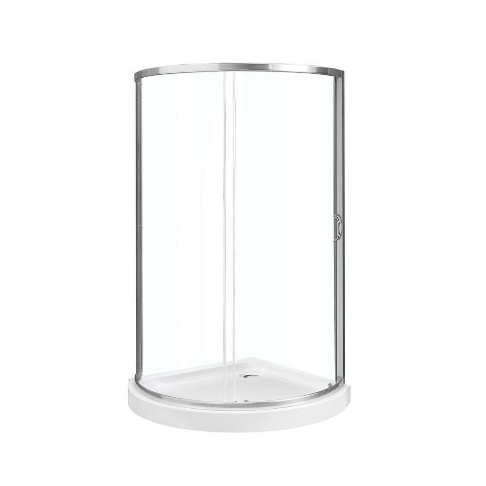 Ove Decors Breeze 32 in. Satin Nickel Shower Kit with Clear Glass Panels and Base included