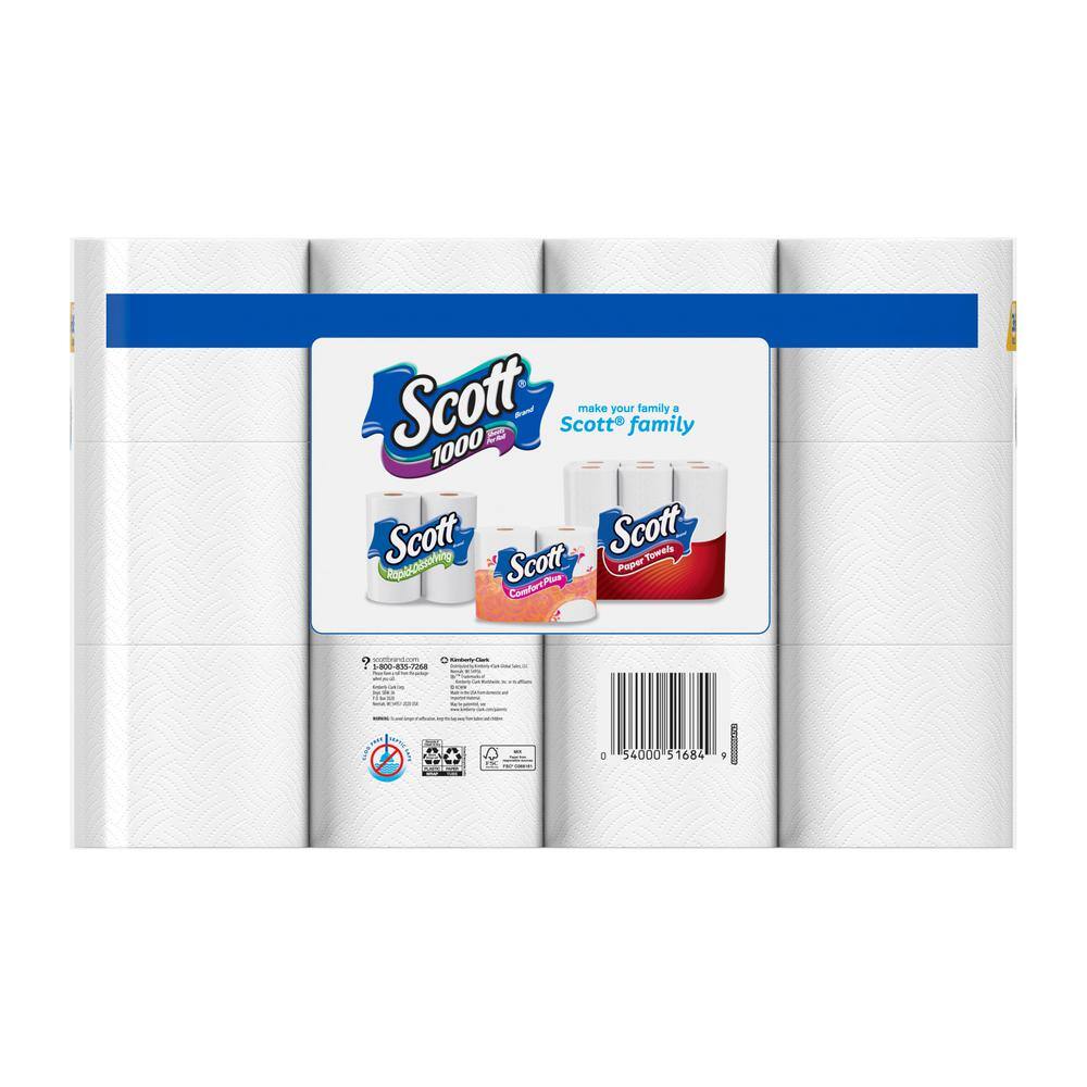 Scott 1-Ply White 1000-Sheet Toilet Paper (4 Pack 1000-Sheets Per Roll 36-Rolls Per 4 Pack) 53897