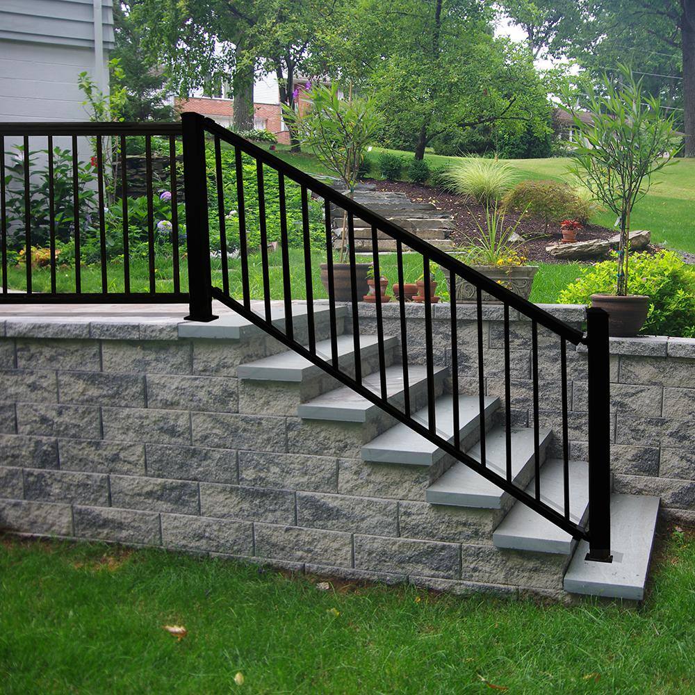 Weatherables Arlington 36 in. H x 96 in. W Textured Black Aluminum Stair Railing Kit CBR-AR36-A8S