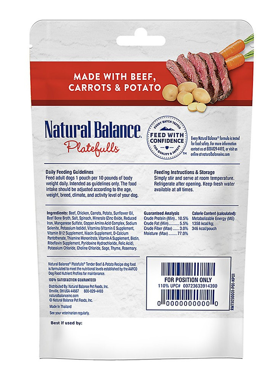 Natural Balance Beef and Potato Wet Dog Food， 9oz