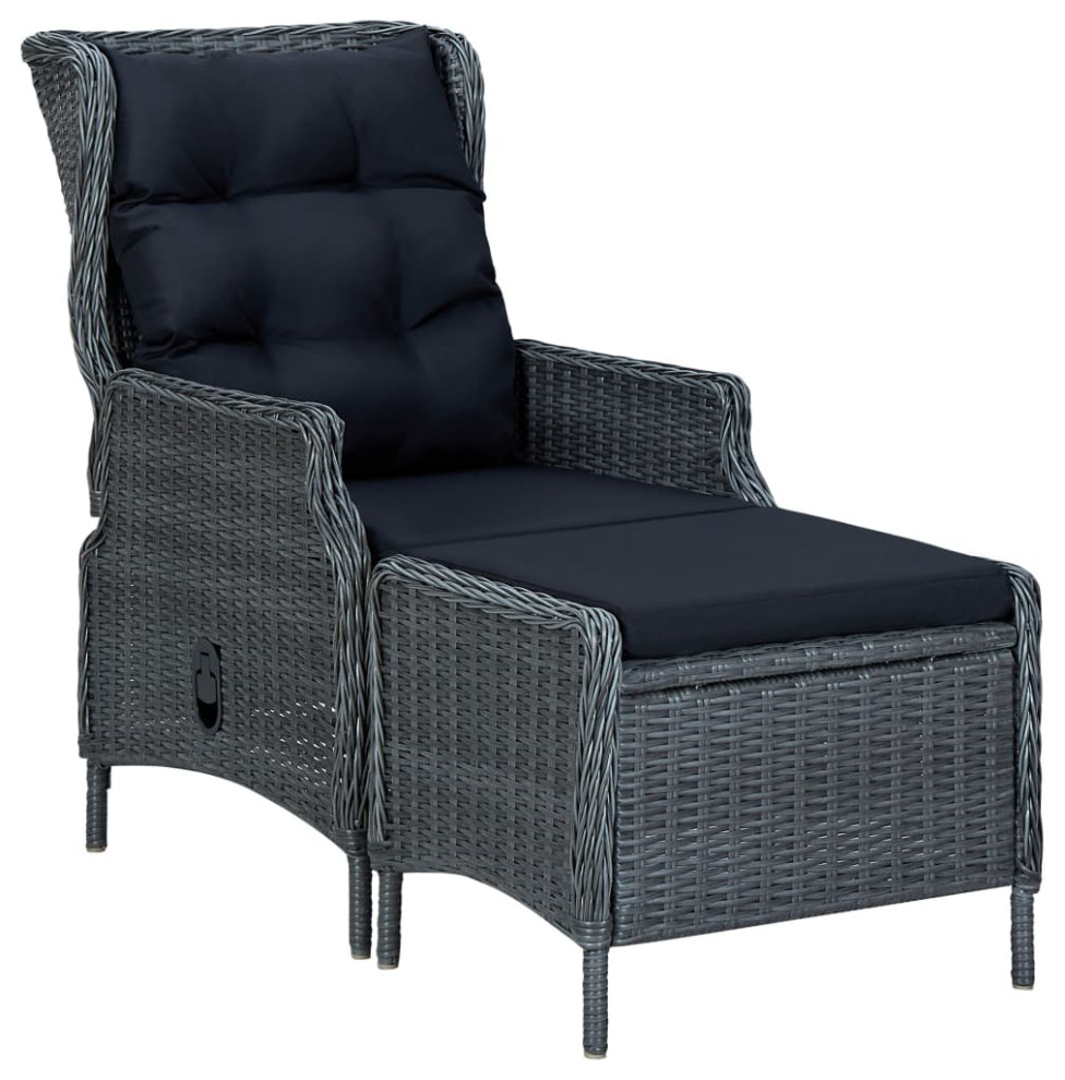 vidaXL Patio Furniture Set 3 Piece Sofa Chair with Table Poly Rattan Dark Gray   Tropical   Outdoor Lounge Sets   by vidaXL LLC  Houzz