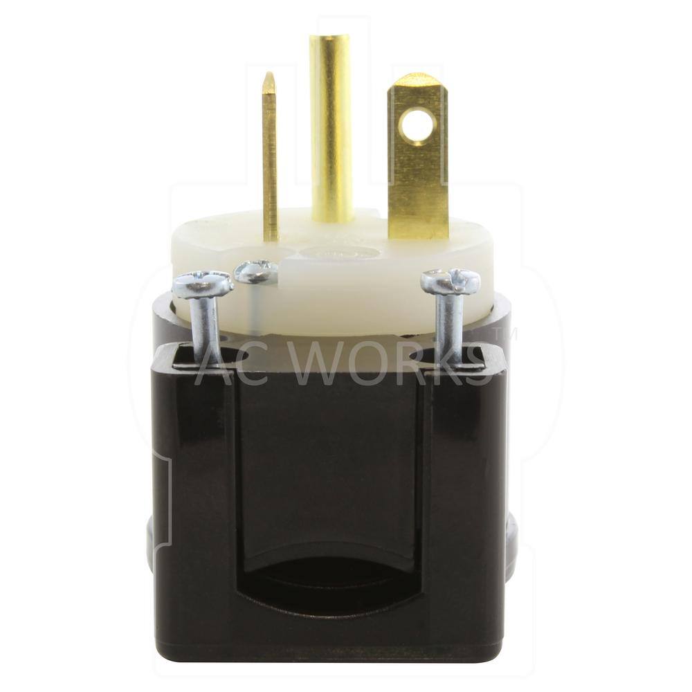 AC WORKS 20 Amp 250-Volt NEMA 6-20P 3-Prong All Angles Elbow Industrial Grade Male Plug ASE620P