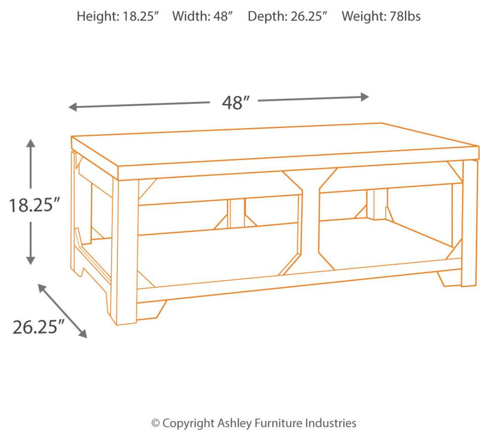 Rogness Casual Rustic Brown Lift Top Cocktail Table   Rustic   Coffee Tables   by Homesquare  Houzz