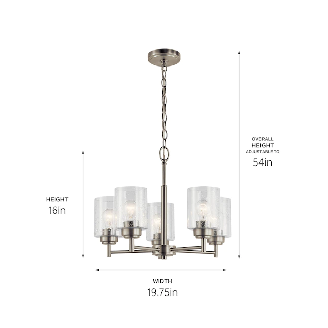 Kichler 44030NI Winslow 5-Light Brushed Nickel Modern/Contemporary Chandelier