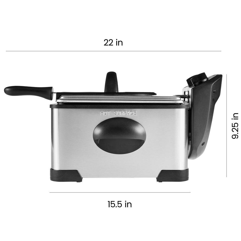 Chefman Deep Fryer 4.7 Qt. Stainless Steel Adjustable Temp and Timer Dual Cook Pro Deep Fryer RJ07-45-SS-D