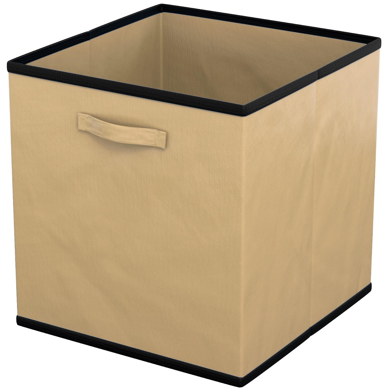 6x Foldable Storage Fabric Box in Beige   Multifunctional collection box to combine with cabinets or shelves