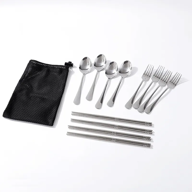 Stainless Steel Travel Camping camping utensils cutlery set Outdoor travel camping utensils Chopsticks Spoon Fork Set