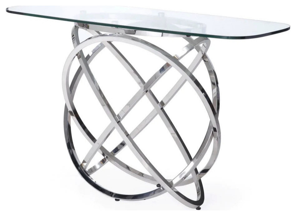 Luna Modern Glass and Stainless Steel Console Table   Contemporary   Console Tables   by Rustic Home Furniture Deco  Houzz