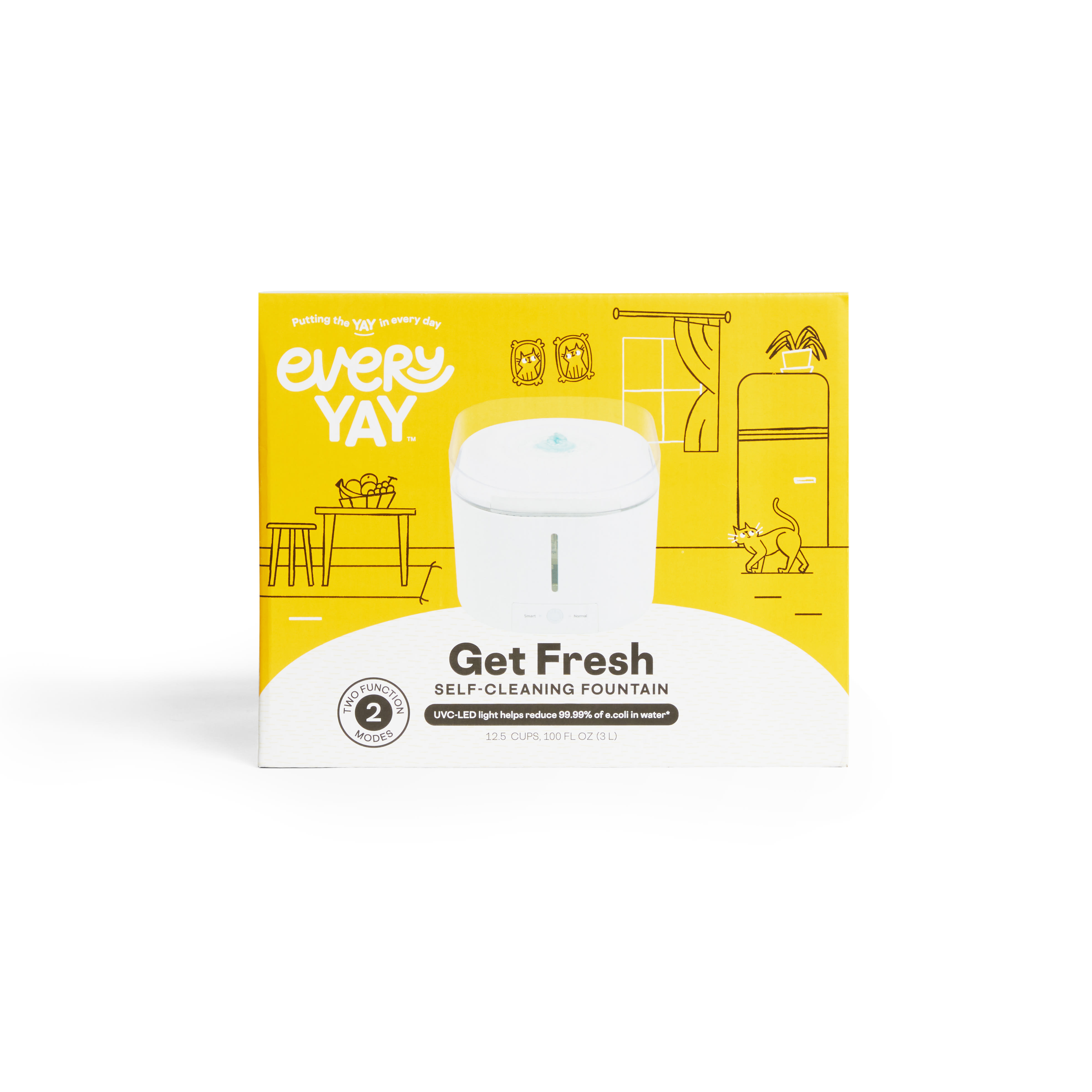 EveryYay Get Fresh Self-Cleaning Fountain for Cats， 12.5 Cups