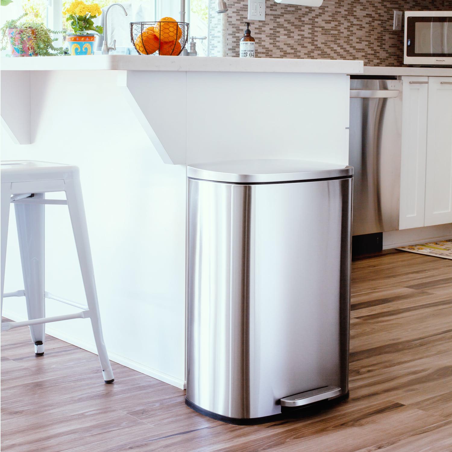 Qualiazero 132 gallon Trash Can Stainless Steel Step On Kitchen Garbage Can Silver  Crowdfused