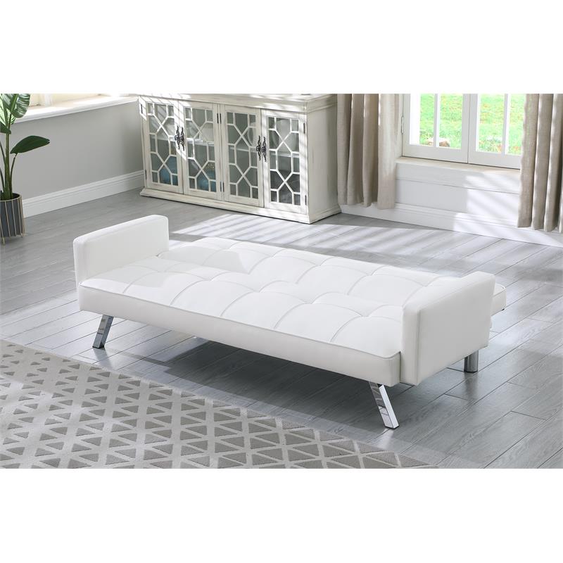 Carolina Classics Nario Convertible Leatherette Sleeper Sofa in White