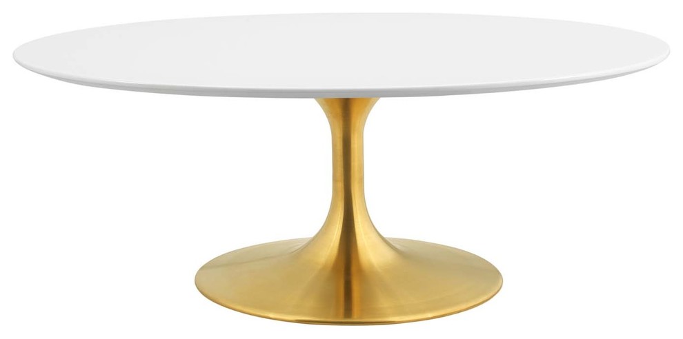 Modern Deco Coffee Table  Metal Steel Wood  Gold White   Midcentury   Coffee Tables   by House Bound  Houzz