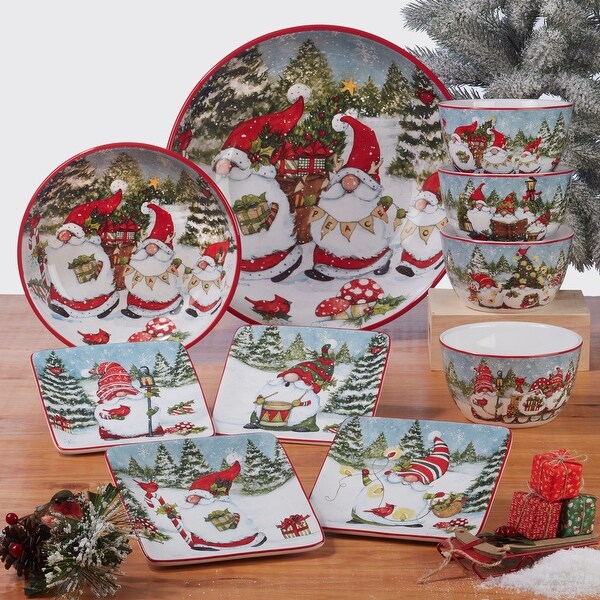 Certified International Christmas Gnomes Rectangular Platter 14 x 10