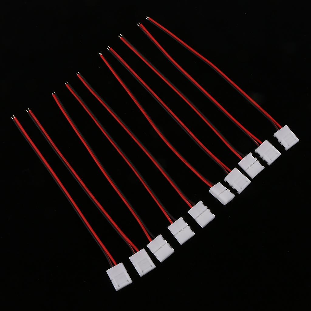 10-piece Ptb Solderless Led Strip Connector Clip Wire Cable For 5050/5630 Single Color Strip Lights