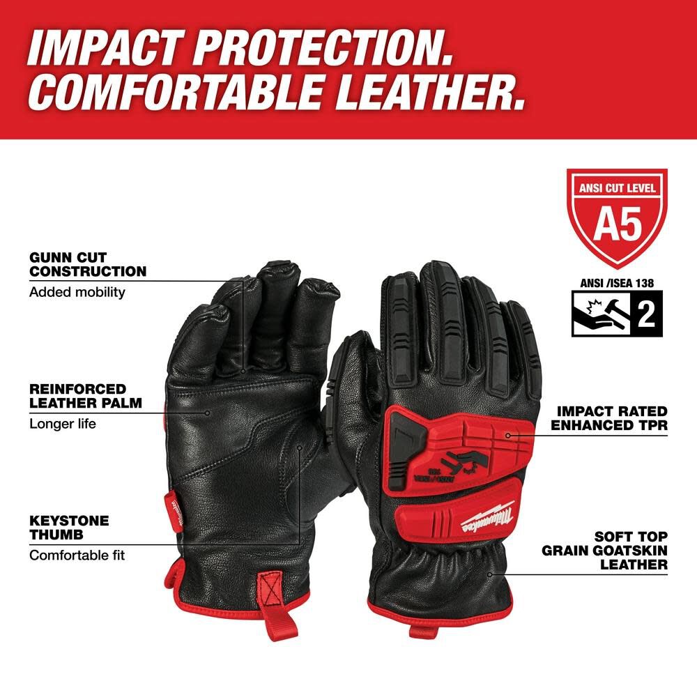 Milwaukee Impact Cut Level 5 Gloves Goatskin Leather 48-22-8780M910 from Milwaukee