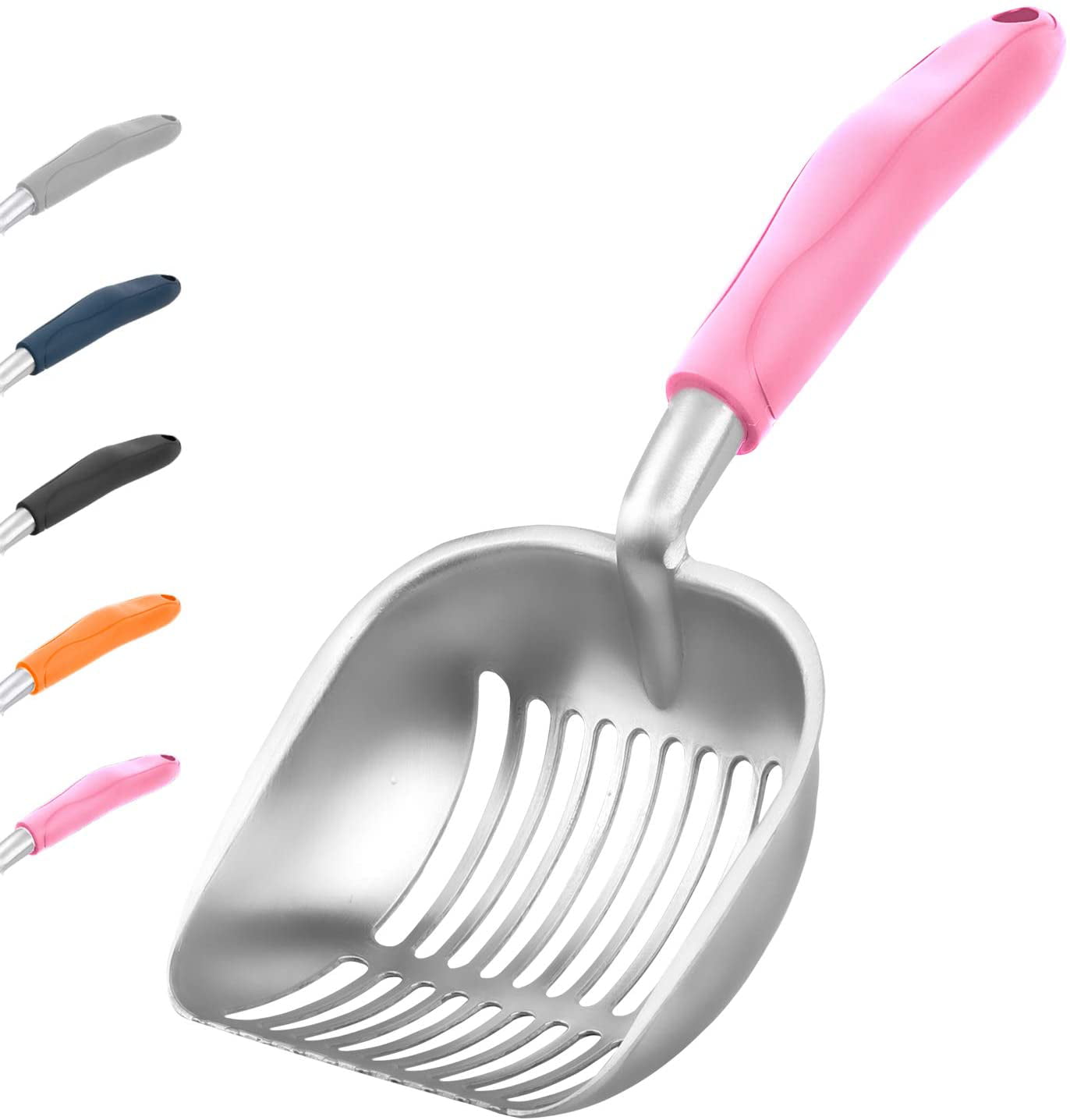 Cat Litter Scoop， Metal， Rubber Handle， Pink