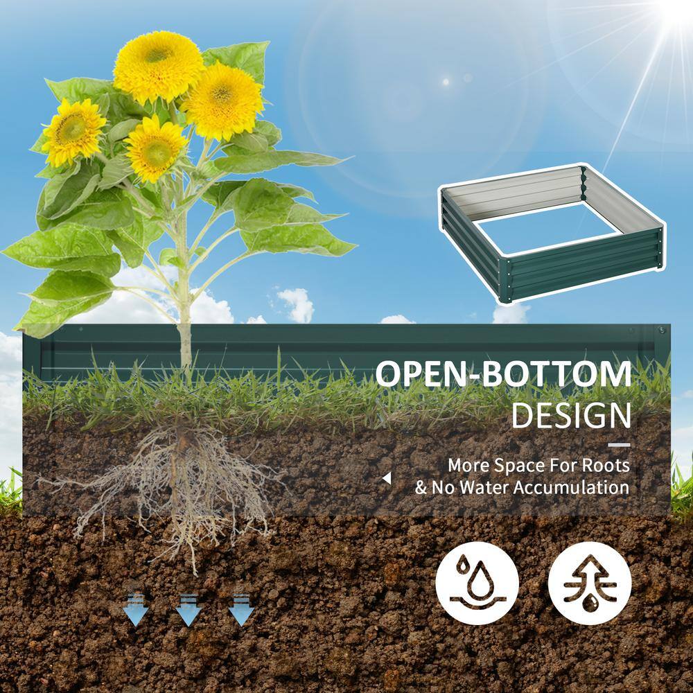 Outsunny Green Steel Raised Garden Bed Box with Weatherized Steel Frame 845-040V01GN