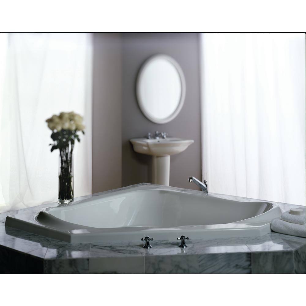 JACUZZI CAPELLA 60 in. Acrylic Neo Angle Oval Corner Drop-in Non Whirlpool Bathtub in White CAP6060BCXXXXW