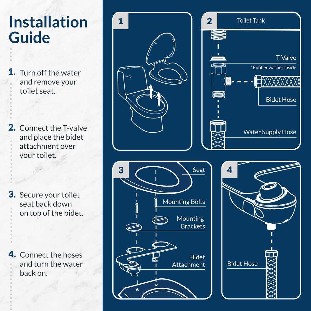 BIO BIDET Slim Glow Non-Electric Bidet Attachment System in White SlimGlow