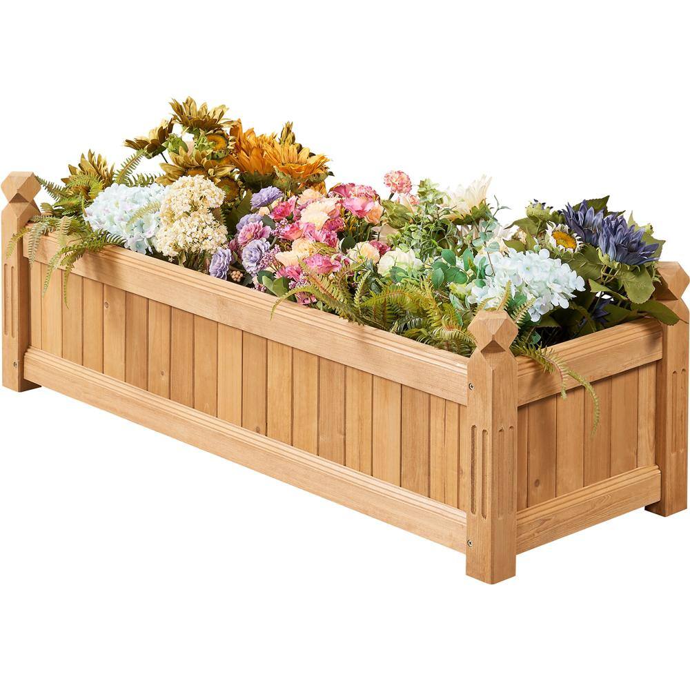 Yaheetech 43.5 in. L x 16 in. W x 14 in. H Wooden Raised Garden Bed Planter Box for PatioYardGreenhouse Light Brown DY13wj0001