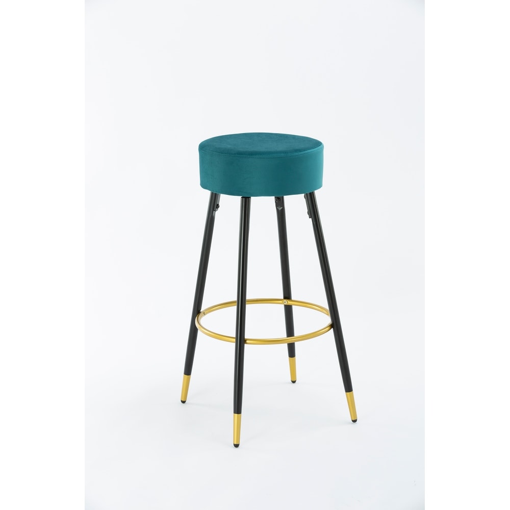 2 Pcs Velvet Backless Bar Stools Armless Dining Chair with Footres