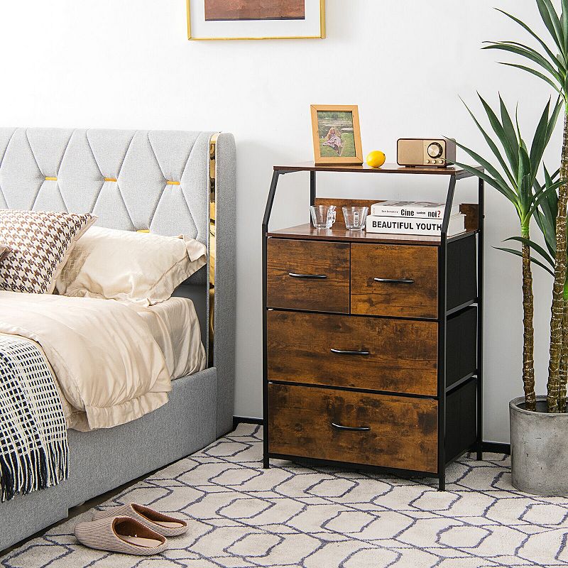 Cabinet Freestanding Dresser with Wooden Shelves