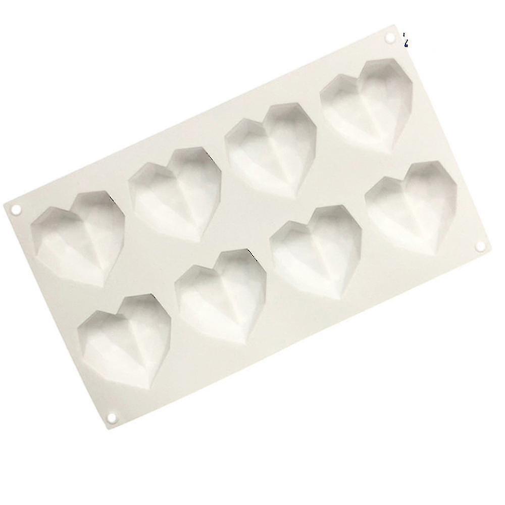 8-cavity 3d Love Heart Diamond Shaped Mold Silicone Bakeware Molds Handmade Baking Tools Tray