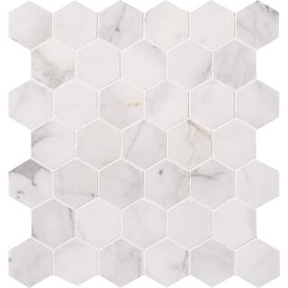 MSI Calacatta Cressa Hexagon 12.38 in. x 12.38 in. Honed Marble Look Floor and Wall Tile (9.8 sq. ft.Case) CALCRE-2HEXH