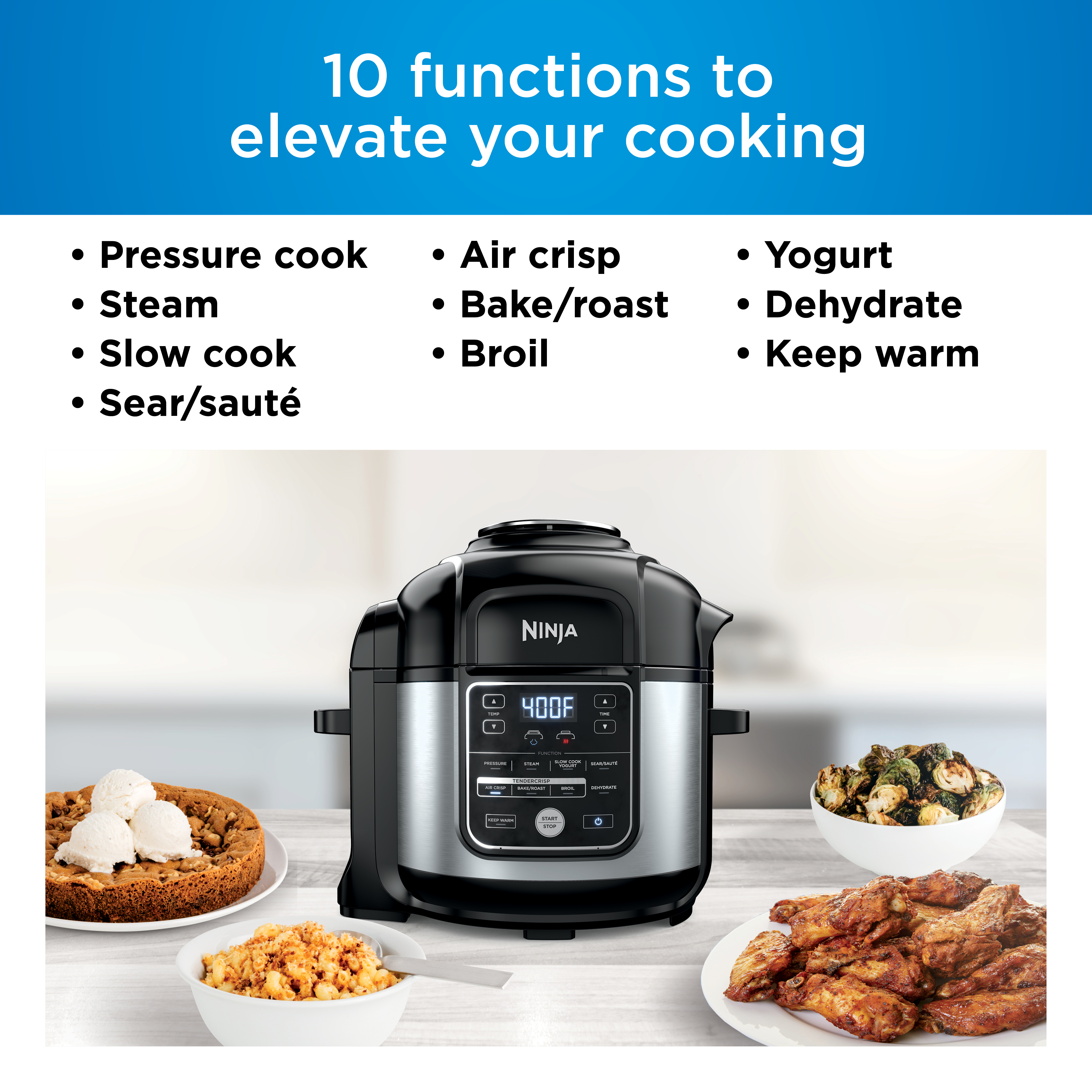 Ninja Foodi 10-in-1 8-quart XL Pressure Cooker Air Fryer Multicooker， Stainless， OS400