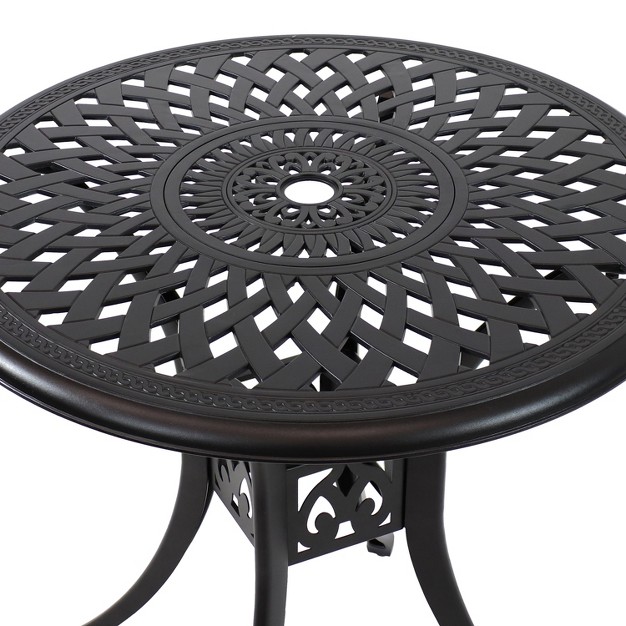 Round Sigonella Cast Aluminum Outdoor Patio Table Black