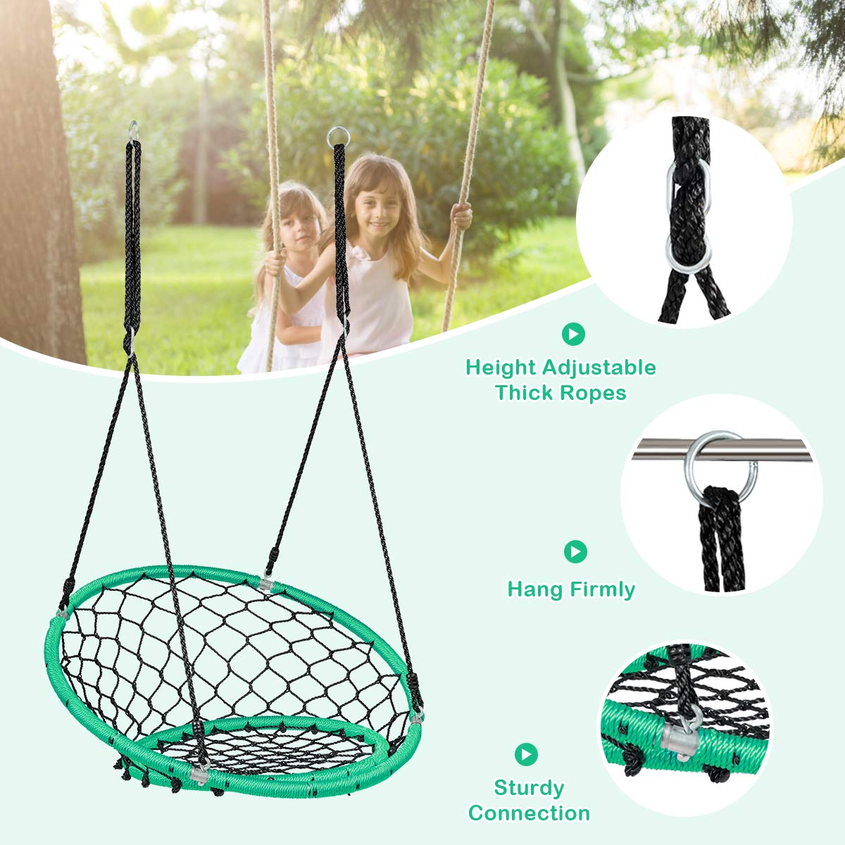 Costzon Web Chair Swing, Kids Tree Swing Set Net Hanging Swing Chair