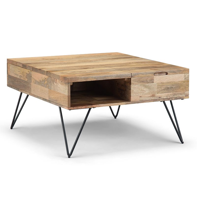 Simpli Home Hunter Square Industrial Contemporary Lift Top Coffee Table - Natural