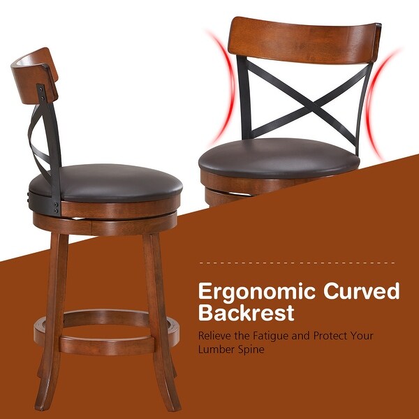 2/4 pcs Bar Stools Swivel 25'' Dining Bar Chairs with Rubber Wood Legs