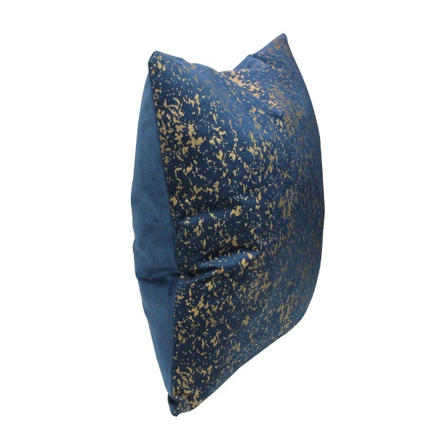 Square Crackle Velvet Indoor Throw Pillow Blue gold