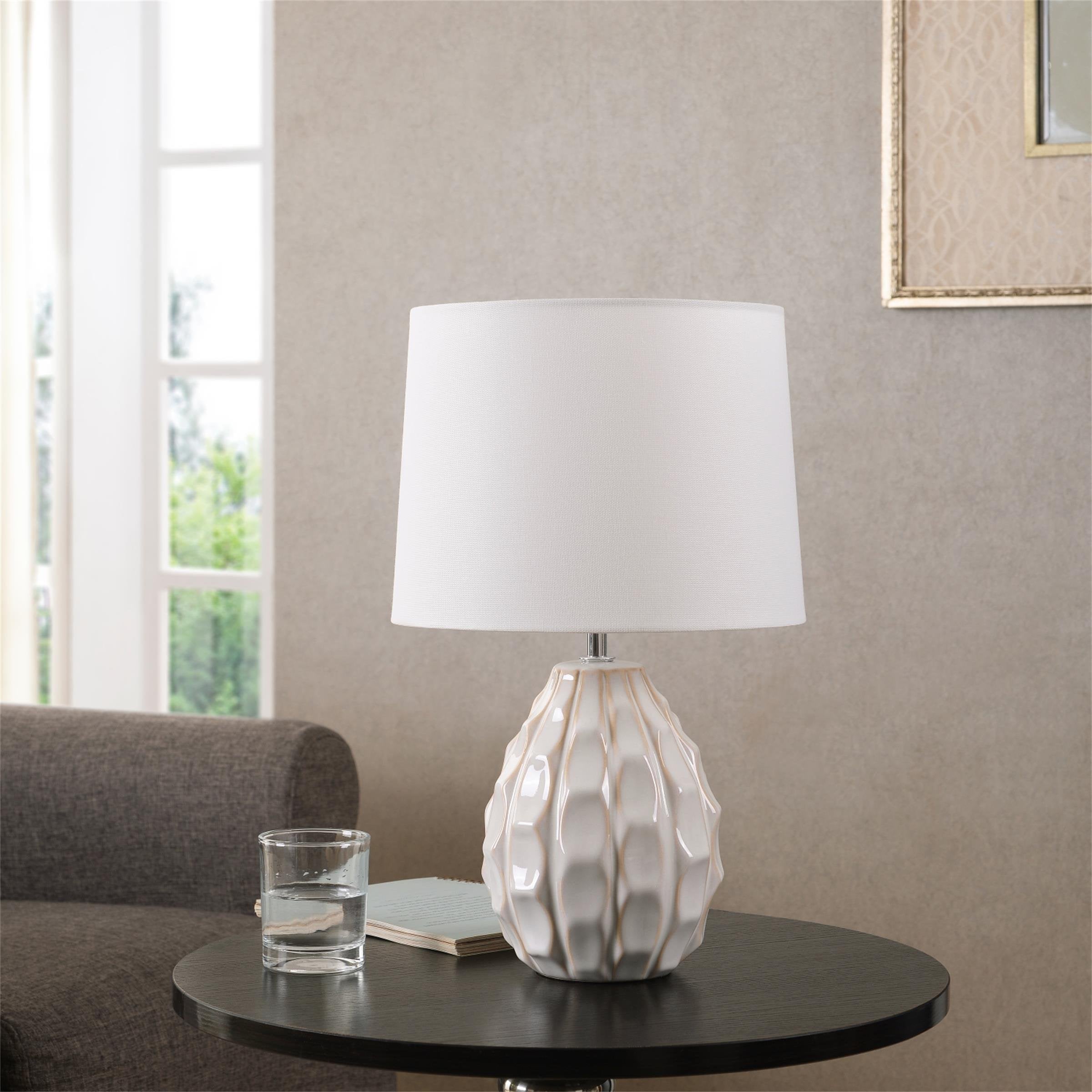 Mainstays Cream Sculptured Base Ceramic Table Lamp, 16.75